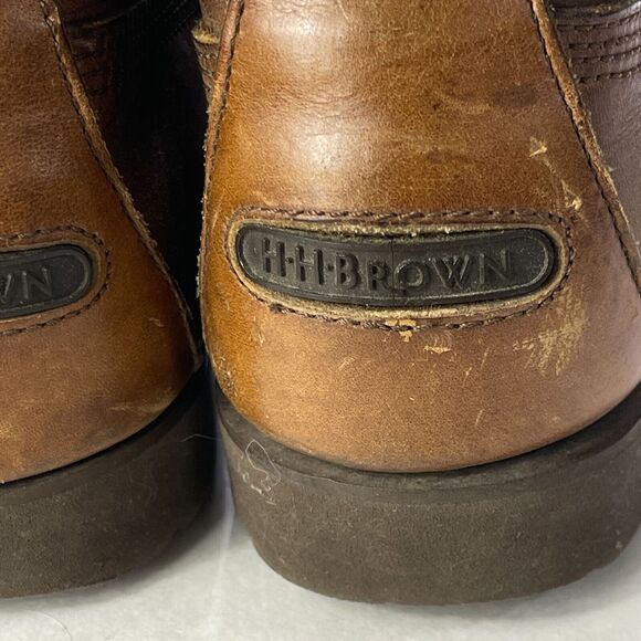 HH Brown Boots Mens 7 1/2 M Ankle Brown Leather Lace Up - Picture 3 of 9